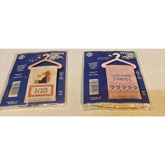 NMI Stitch 'N Hang (2) Welcome Friends And His Needlepoint Cross Stitch Sealed - Picture 2 of 7